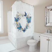 Juwelenherz mit Schmetterlingen Morpho Duschvorhang (Beispiel)