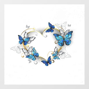 Juwelenherz mit Schmetterlingen Morpho Fensteraufkleber