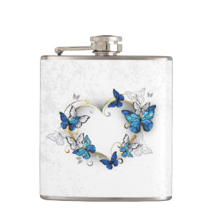 Juwelenherz mit Schmetterlingen Morpho Flachmann