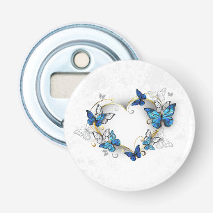 Juwelenherz mit Schmetterlingen Morpho Flaschenöffner