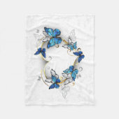 Juwelenherz mit Schmetterlingen Morpho Fleecedecke (Vorderseite)