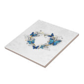 Juwelenherz mit Schmetterlingen Morpho Fliese (Seite)