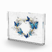 Juwelenherz mit Schmetterlingen Morpho Fotoblock (Rechts)