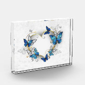 Juwelenherz mit Schmetterlingen Morpho Fotoblock (Links)