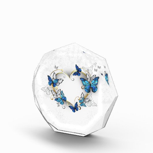 Juwelenherz mit Schmetterlingen Morpho Fotoblock (Rechts)