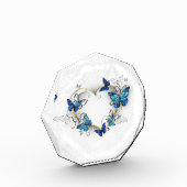 Juwelenherz mit Schmetterlingen Morpho Fotoblock (Links)