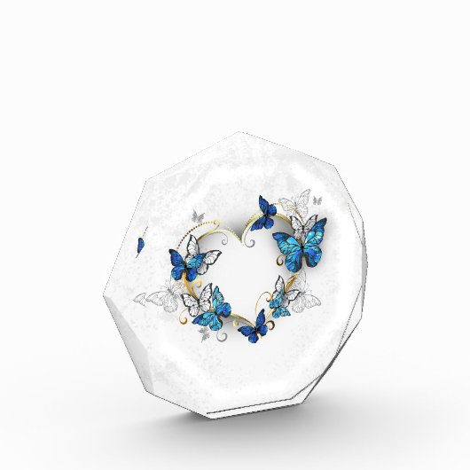 Juwelenherz mit Schmetterlingen Morpho Fotoblock (Links)