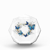 Juwelenherz mit Schmetterlingen Morpho Fotoblock (Vorderseite)