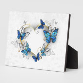 Juwelenherz mit Schmetterlingen Morpho Fotoplatte (Seite)