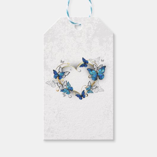 Juwelenherz mit Schmetterlingen Morpho Geschenkanhänger (Vorderseite)