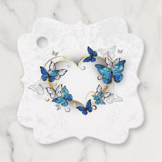 Juwelenherz mit Schmetterlingen Morpho Geschenkanhänger (Vorderseite)