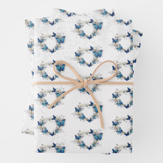 Juwelenherz mit Schmetterlingen Morpho Geschenkpapier Set (Beispiel)
