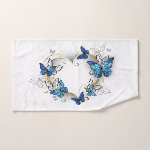Juwelenherz mit Schmetterlingen Morpho Handtuch