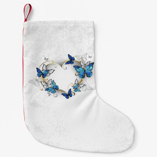 Juwelenherz mit Schmetterlingen Morpho Kleiner Weihnachtsstrumpf (Vorderseite)