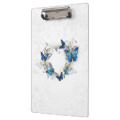 Juwelenherz mit Schmetterlingen Morpho Klemmbrett (Links)