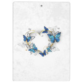 Juwelenherz mit Schmetterlingen Morpho Klemmbrett (Rückseite)