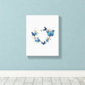 Juwelenherz mit Schmetterlingen Morpho Leinwanddruck (Insitu (Holzboden))