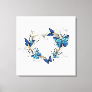 Juwelenherz mit Schmetterlingen Morpho Leinwanddruck