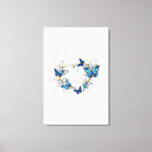 Juwelenherz mit Schmetterlingen Morpho Leinwanddruck