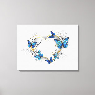 Juwelenherz mit Schmetterlingen Morpho Leinwanddruck