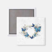 Juwelenherz mit Schmetterlingen Morpho Magnet (Vorderseite/Rückseite)