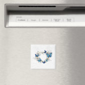 Juwelenherz mit Schmetterlingen Morpho Magnet (In Situ (Geschirrspüler))