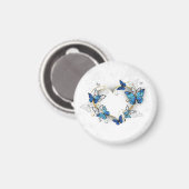 Juwelenherz mit Schmetterlingen Morpho Magnet (Vorderseite/Rückseite)