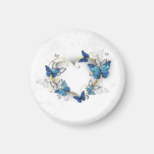 Juwelenherz mit Schmetterlingen Morpho Magnet