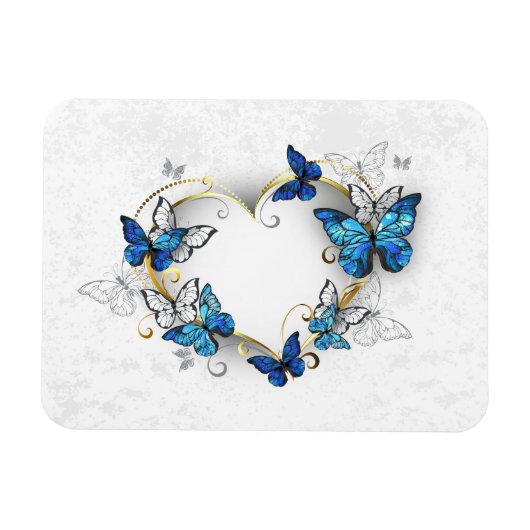 Juwelenherz mit Schmetterlingen Morpho Magnet (Horizontal)