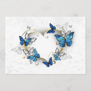 Juwelenherz mit Schmetterlingen Morpho Menükarte