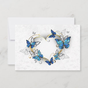 Juwelenherz mit Schmetterlingen Morpho Mitteilungskarte
