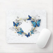 Juwelenherz mit Schmetterlingen Morpho Mousepad (Mit Mouse)