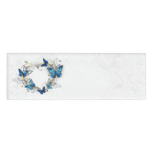 Juwelenherz mit Schmetterlingen Morpho Namenschild
