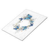 Juwelenherz mit Schmetterlingen Morpho Notizblock (angewinkelt)