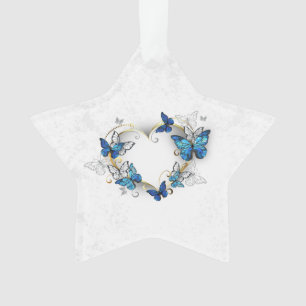 Juwelenherz mit Schmetterlingen Morpho Ornament