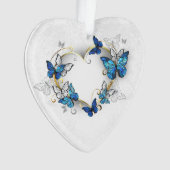 Juwelenherz mit Schmetterlingen Morpho Ornament (Vorderseite)