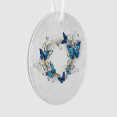 Juwelenherz mit Schmetterlingen Morpho Ornament (Vorderseite)