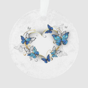 Juwelenherz mit Schmetterlingen Morpho Ornament