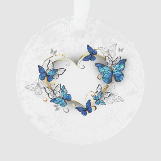 Juwelenherz mit Schmetterlingen Morpho Ornament (Vorderseite)