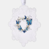 Juwelenherz mit Schmetterlingen Morpho Ornament Karte (Linke Ecke)