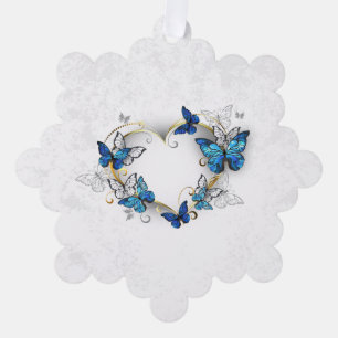 Juwelenherz mit Schmetterlingen Morpho Ornament Karte