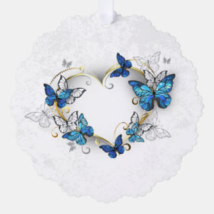 Juwelenherz mit Schmetterlingen Morpho Ornament Karte