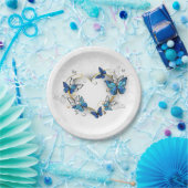 Juwelenherz mit Schmetterlingen Morpho Pappteller (Party)
