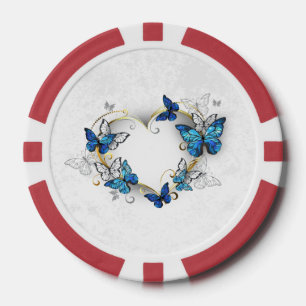 Juwelenherz mit Schmetterlingen Morpho Pokerchips