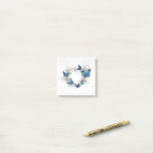 Juwelenherz mit Schmetterlingen Morpho Post-it Klebezettel (Auf Schreibtisch)