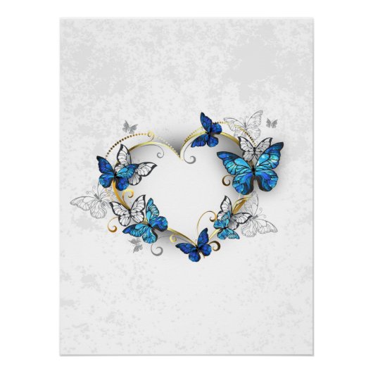 Juwelenherz mit Schmetterlingen Morpho Poster (Vorderseite)