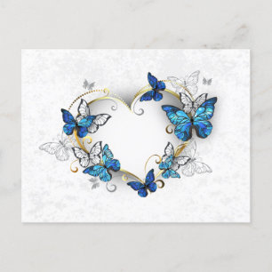 Juwelenherz mit Schmetterlingen Morpho Postkarte