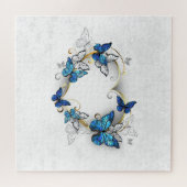 Juwelenherz mit Schmetterlingen Morpho Puzzle (Horizontal)