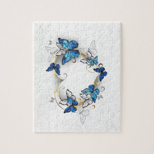 Juwelenherz mit Schmetterlingen Morpho Puzzle (Vertikal)