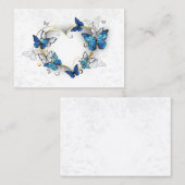 Juwelenherz mit Schmetterlingen Morpho Rabattkarte (Vorne/Hinten)